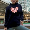 thumbnail image 2 of Love Vibes with Flowers & Lady Bug, Retro Valentine's Day or Valentine Gift, Navy Blue Hooded Sweatshirt or Hoodie, XL, 2 of 5