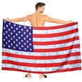 thumbnail image 6 of HAPPY BAY Men's Patriotic 4th of July American USA Flag Swimwear Summer Sarong Swim Trunk Long Pareo Beach Wrap for Men One Size Crimson, Stars and Stripes For Dad, 6 of 6