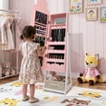 thumbnail image 3 of Ktaxon Kids Jewelry Armoire with Full-Length Mirror, Fabric Drawer, Freestanding Jewelry Cabinet & Vanity Organizer for Girls, Pink, 3 of 9