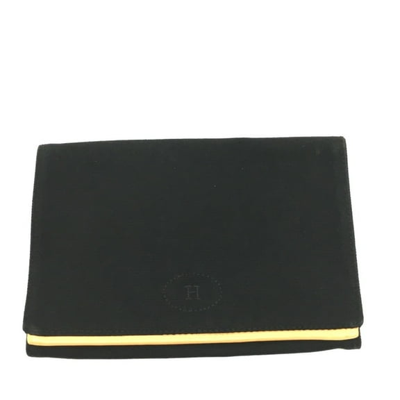 Pre-Owned HERMES Bolide Cotton Travel Pouch, Tri-Fold Canvas, Unisex, Black