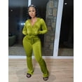thumbnail image 3 of Panan Womens 2 Piece Outfits Velvet Sweatsuits Zip-up Hoodie Jacket Casual Jogging Set Tracksuit Set with Pockets, 3 of 5