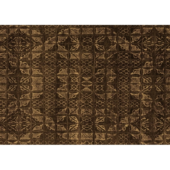 Ahgly Company Indoor Rectangle Abstract Orange Modern Area Rugs, 5' x 8'