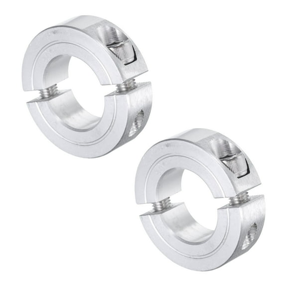 2 Pack Double Split Clamp-On Shaft Collar 7/8" Bore Two-Piece Clamping Collar, 1-5/8" OD, 1/2" Thick, Aluminum