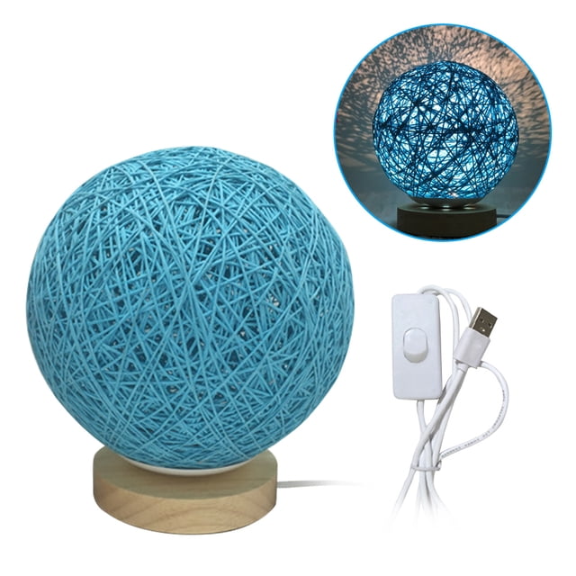 Luz de mesa Irfora LED redondo Lámpara de mesa Luna Luces nocturnas Lámpara de bola USB Lámpara de escritorio de ratán tejida para sala de estar de dormitorio Irfora Luz de mesa
