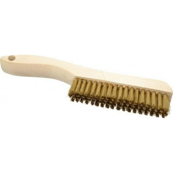 Osborn - 4 Rows x 18 Columns Brass Plater's Brush - 4-3/4" Brush Length x 1-1/16" Brush Width, 10" OAL, 1" Trim Length, Wood Handle (8 Pack)