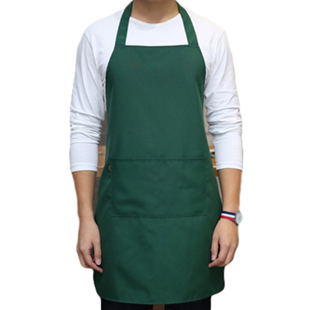 Unisex Contrast Bib Apron Cooking Baking Chef Kitchen Catering Uniform Workwear 