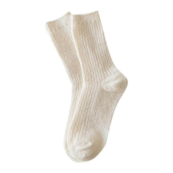 wxqfashion Socks for Women Women Mid Calf Socks Autumn Winter Solid Thick Warm Soft Stretch Breathable Casual Daily Wear Socks
