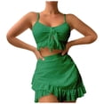 thumbnail image 1 of Huesdet Womens High Waisted Bikini Sets Tummy Control Swimsuit Two Piece Color Block Bathing Suit(Green,L), 1 of 8
