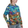 thumbnail image 6 of Fotbe Sea World Pattern Womens Long Sleeve Hoodie, Pullover Hooded Sweatshirt, Kangaroo Pocket Hoodie with Eye-catching Drawstrings-Large, 6 of 7