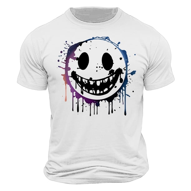 Top de Manga Corta, Hombre Casual Impreso Cuello de la Tripulación Camiseta, Manga Corta Blusa de Verano Poliéster