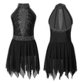 thumbnail image 3 of iiniim Kids Girls Sleeveless Sequin Halter Neck Ballet Leotard Dress Lyrical Modern Contemporary Costume Dancewear Black 12, 3 of 7