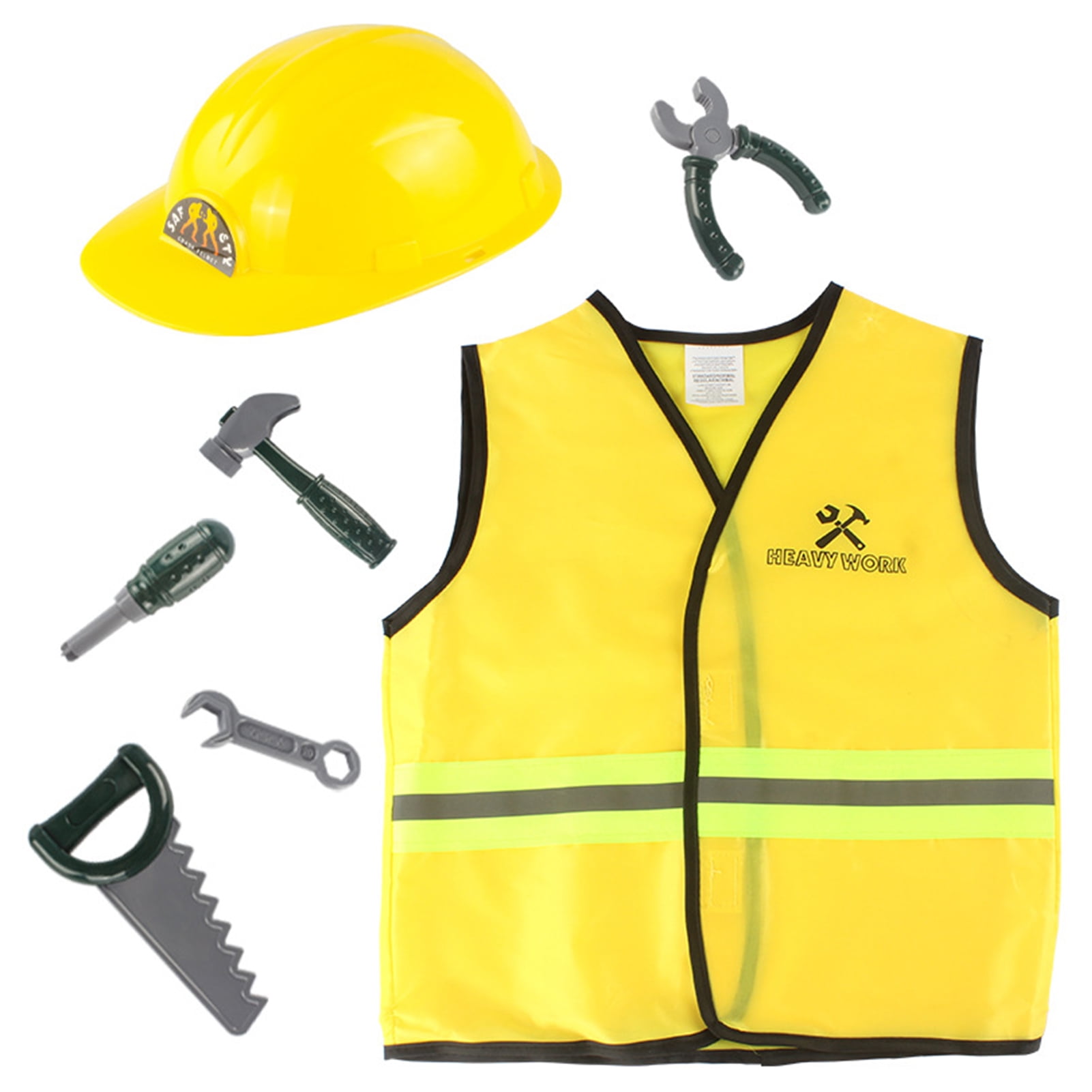 Details about   Construction Worker Hat & Vest Kids Children's Costume 