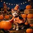 thumbnail image 6 of Aoznliie Dog Clothes Set, Halloween Pet Cloak with Hat for Party Apparel, 5x3 inch Adjustable Costume for Cats Dogs, Orange S, 6 of 7