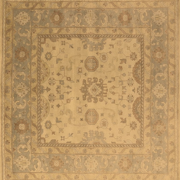 Ahgly Company Indoor Square Oriental Brown Industrial Area Rugs, 7' Square