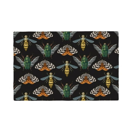 

Table Placemats Set of 4 - Wasp Cockchafer Butterfly 12x18 In Faux Linen Double Heat Resistant Place Mats Cloth Indoor/Outdoor Placemats Washable Table Mats for Dining Kitchen Party