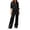 Black sets for women #2, variant on Xinoom Women's 2 Piece Satin Matching Set, Lapel Button Down Shirt & Drawstring Wide Leg Pants, Elegant Casual Outfit, Gift for Ladies, Dinner Gathering Beige,L