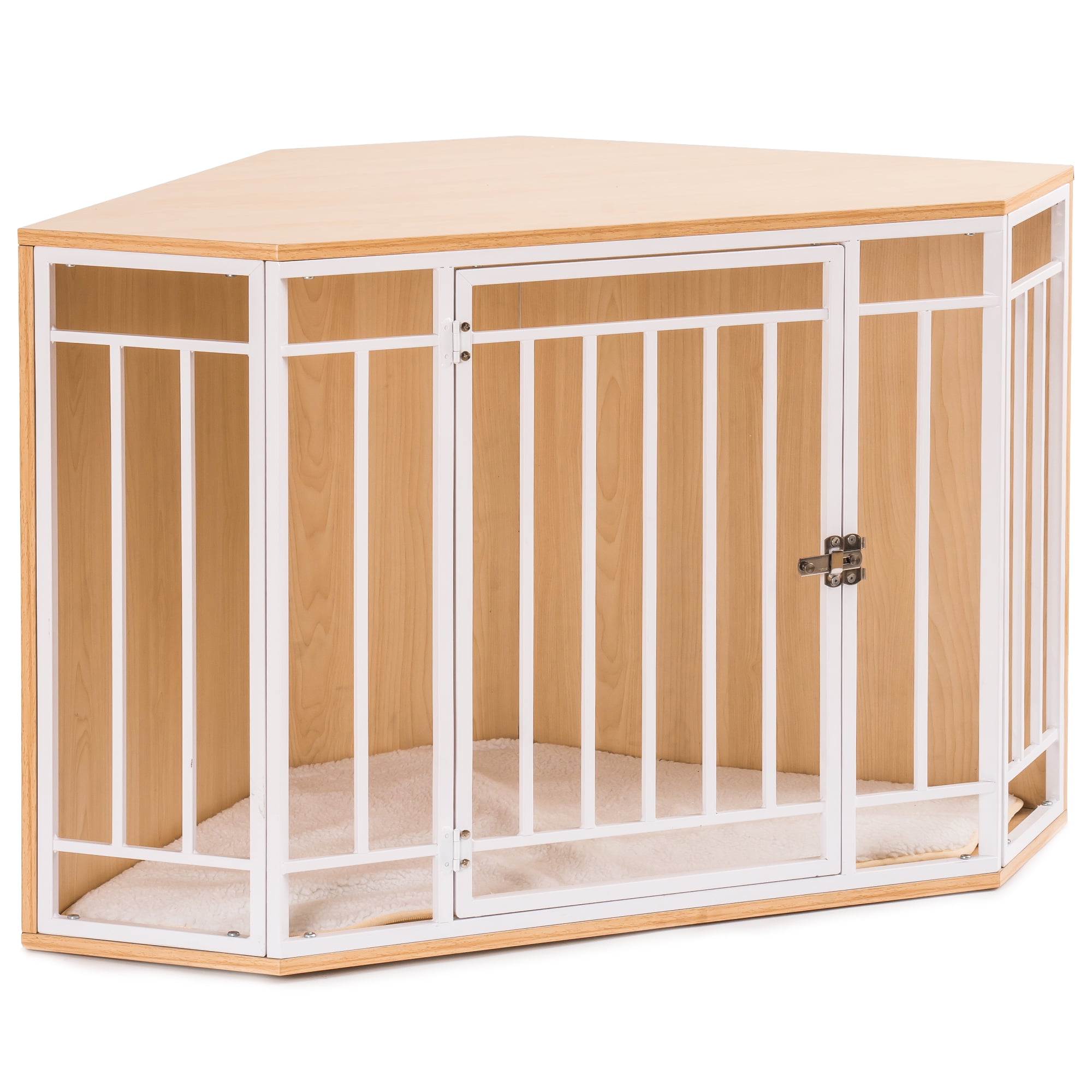 Pefilos 43" Dog Crate Furniture with Cushion, Wooden Dog Cage Dog House Furniture, Indoor Dog Kennel for Small/Medium,End Table, Beige Pefilos 43" Dog Crate Furniture with Cushion, Wooden Dog Cage Dog House Furniture, Indoor Dog Kennel for Small/Medium,End Table, Beige