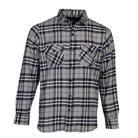 Men's Shirt Flannel Casual Button-Down Shirts Long Sleeve Cotton Shirt Light Gray Small