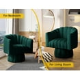 thumbnail image 3 of SEYNAR 360 Degree Swivel Velvet  Accent Chair,Upholstered Round Barrel Glam Armchairs with Wide Upholstered, Vanity Chair for Living Room(Green), 3 of 6