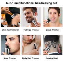 Beard Trimmer for Men Body Mustache Nose Hair Groomer Cordless Trimmer 6 in 1 Grooming Kit Waterproof USB Rechargeable