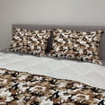 thumbnail image 2 of Camouflage Comforter & Sham Bedding Set, Abstract Style in Various Shades of Brown Pattern Camouflage Motif, 3 pcs Duvet Set Microfiber Filling Quilt, 5 Sizes, Pale Caramel Tan Black, by Ambesonne, 2 of 4