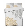 thumbnail image 2 of Boho Gray Beige Floral Full Size Down Alternative Comforter, Lightweight Comforter Quilt Bedding Set with Pillow Shams Retro Abstract Art Flowers All Seasons Bed Comforter Duvet Insert 78"x90", 2 of 7