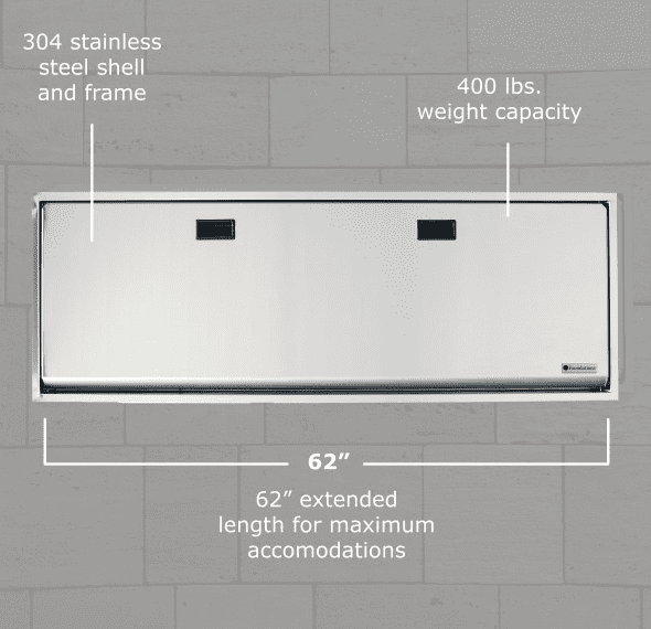 Foundations 100SSE-SM Surface-Mounted Extended Length Changing Station, Accommodates People 4’10” or Shorter
