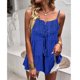 thumbnail image 2 of Camisola de verano con diseño de encaje y costuras, Color puro, con tirantes en el pecho, cómoda camisola informal de poliéster sin mangas para uso diario, 2 of 6