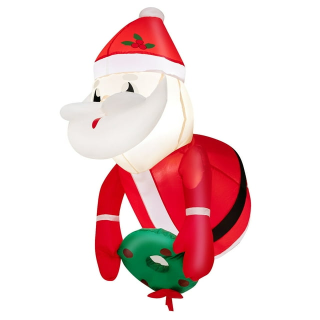 Gymax Inflatable Santa Claus Broke Out from Window Blow Up Decorations w/ Built-in LED Lights