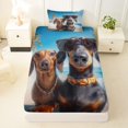thumbnail image 3 of Homewish Retro Dachshund Dog Twin Sheets,Ocean Beach Bedding,Blue,3pcs,1 Fitted Sheet and 1 Pillowcase, 3 of 6