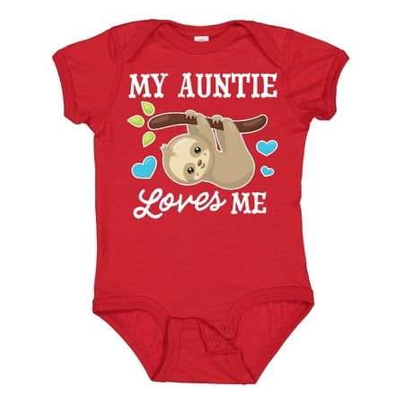 

Inktastic My Auntie Loves Me with Sloth and Hearts Gift Baby Boy or Baby Girl Bodysuit