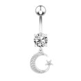 thumbnail image 1 of Navel Ring Rhinestone Moon Stainless Steel Body Piercing Jewelry Belly Ring, 1 of 10