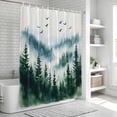 thumbnail image 5 of Ink Green Forest Shower Curtain Set - Extra Long 72" x 96" Washable Bathtub Curtain with 12 Hooks, Watercolor Modern Mountain Waterproof Fabric Stall Shower Curtains for Bathroom/Bathtub Décor, 5 of 6
