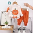 thumbnail image 3 of GYRATEDREAM Halloween Infant Toddler Baby 2Pcs Set Girls Boys Long Sleeve Pumpkin Print Sweatshirts and Long Pants Outfits Kids Spring Fall Cotton Clothes for 5 Months-5 Years Orange, 3 of 8