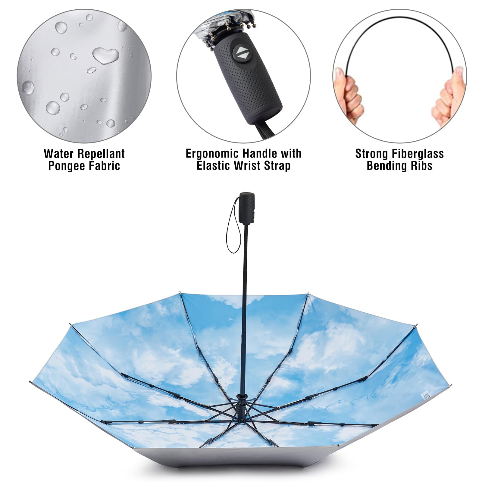 G4Free UPF 50+ UV Protection Large Travel Umbrella 42/46 Inch Auto Open Close Windproof Sun Blocking Umbrella