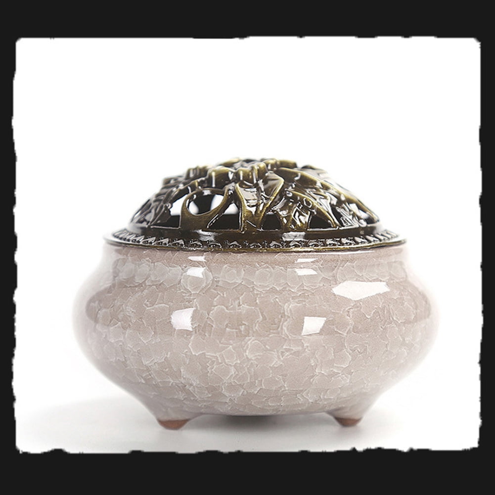 Yesbay Vintage Ceramic Incense Burner Holder Meditation Buddhist Zen Censer Home Decor,Ceramic Censer