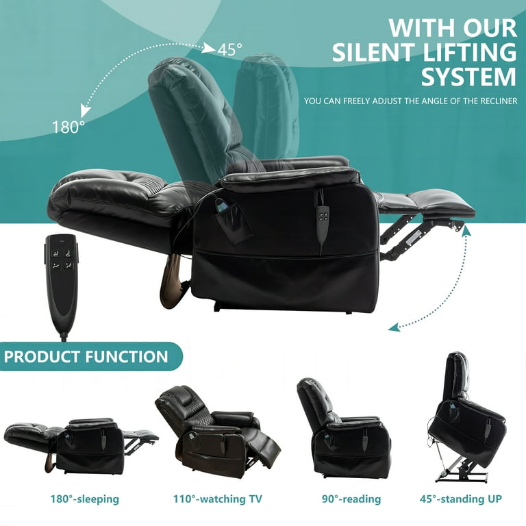 uhomepro Large Electric Massage Recliner with Heat, PU Leather Lift  Recliner Chair for Elderly Oversize, Living Room Chaise Lounge W/ 5  Vibration