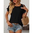 thumbnail image 2 of Eyelet Tops for Women Summer 2025 Scoop Neck Cute Ruffled Short Sleeve T-Shirts Elegant Sweet Lady Tunic Blouses Shermie, 2 of 6