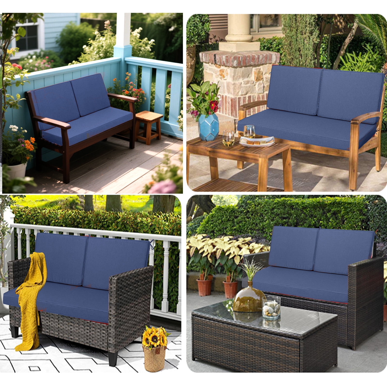 swing Outdoor Loveseat Cushion Set 48 x 28 inch,Waterproof Weather & Fade Resistant Seat and Backrest Cushion Set for Couch, Swing, Bench
