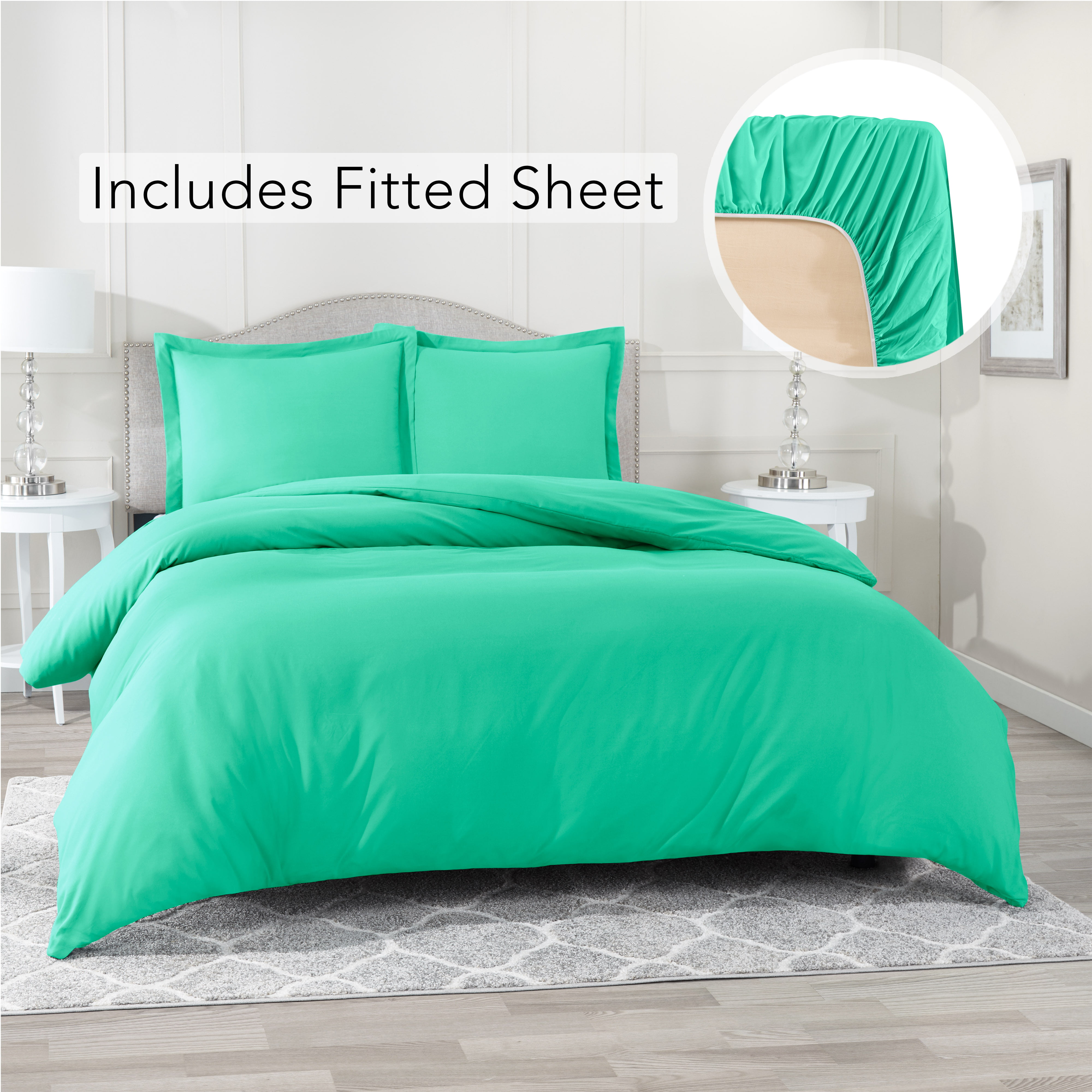 King Size Duvet Cover With 1 Fitted, Mint Green Duvet Cover