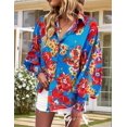 thumbnail image 6 of Women'S Floral Print Blouse Long Sleeve Button Down Shirts Casual Dressy Blouse Shirts Tops Blue S, 6 of 8