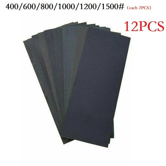 12pcs Silicon Carbide Sanding Paper Sandpaper 400/600/800/1000/1200/1500 Grit Abrasive Sand Paper For Metal Wood Glass Polishing