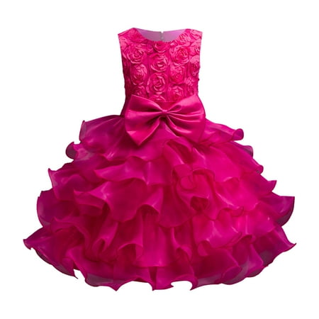 

HIBRO Kids Dress Girls Birthday Long Elegant Sleeveless Mesh Princess Flower Girl Dresses Wedding Kids Baby Girl Fancy Dress Girl Overalls Dress
