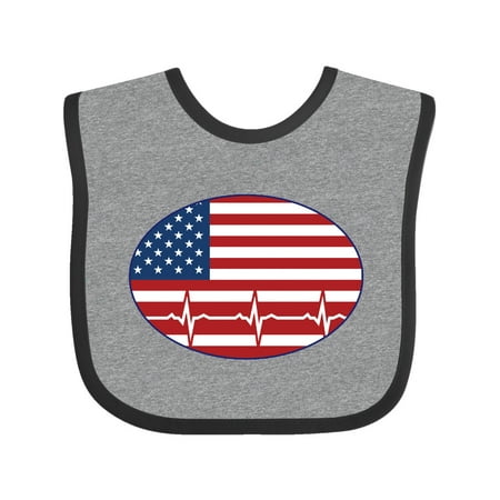 

Inktastic Heartbeat US Flag Nurse EMT Doctor Gift Baby Boy or Baby Girl Bib