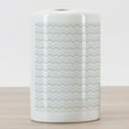 thumbnail image 3 of Wave Ceramic Toothbrush Holder, Nautical Hand Drawn Abstract Chevron Pattern Simple Stream Motif Depiction, Decorative Versatile Countertop for Bathroom, 4.5" X 2.7", Sea Blue Multicolor, 3 of 4