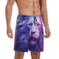 thumbnail image 2 of Uemuo Cool Lion Head Pattern Men's Short Pajama Pants – Soft & Breathable Lounge Shorts, Elastic Waistband with Pockets, Lightweight Sleepwear for All-Season Comfort-XX-Large, 2 of 6