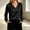 Black, variant on Women Blouse Sevevn V Neck Regular Fit Elegant Smooth Satin Fabric Pleated Shoulder Long Sleeve Work Top For Office Business Casual Occasions