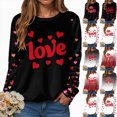 thumbnail image 4 of HCNTES Womens Girls Valentines Day Long Sleeve Love Heart Print Top T-Shirt Spring Casual Fashion Crew Neck Pullover Sweatshirt Comfortable Trendy Leisure Wear(A01-White,3XL), 4 of 9