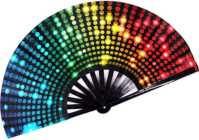 Dazzle Colour Drag Queen & Burlesque Large Folding Fans for Festivals Estparkle Women Rave Accessories Hand Fan 