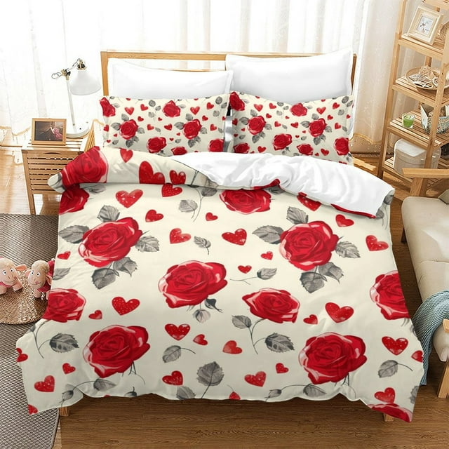 Floral Bedding Cover Set Teen Adult Colorful Quilt Cover Pillowcase Home Bedclothes,Full (80"x90")